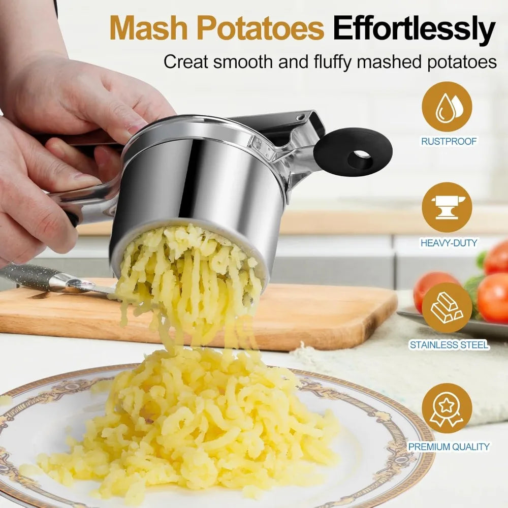 Durable Potato Ricer Stainless Steel Potato Masher Non Slip Handles Dishwasher Safe for Mashed Potatoes Fruit Puree Kitchen Tool
